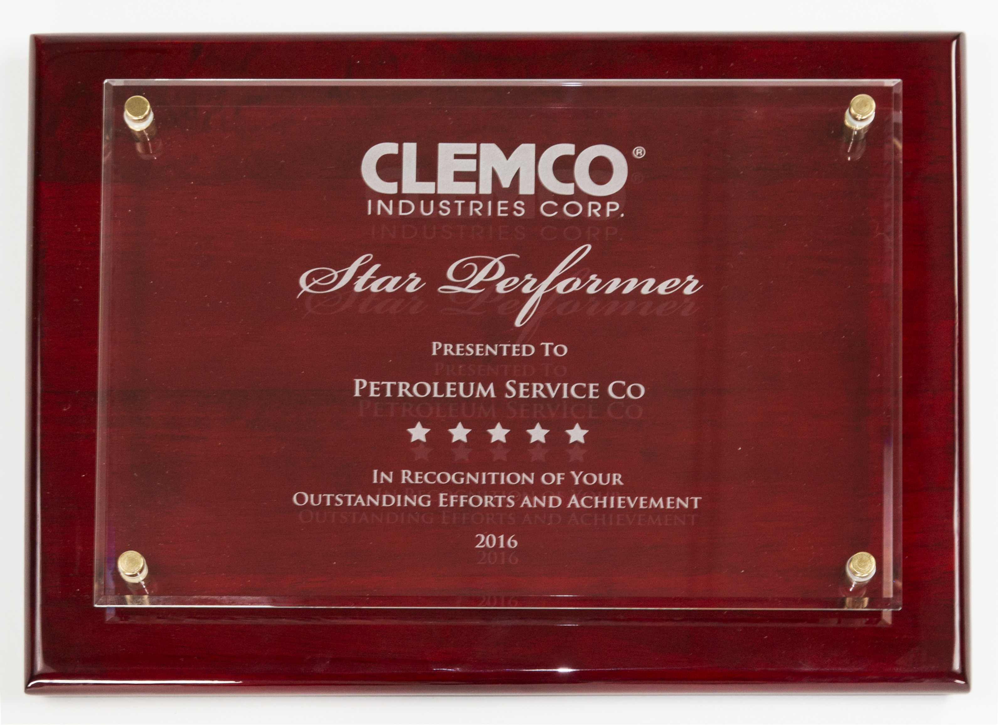 Star performer plaque